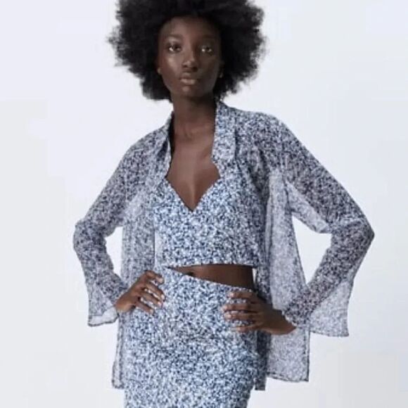 ZARA FLORAL PRINT BLOUSE - Picture 4 of 8